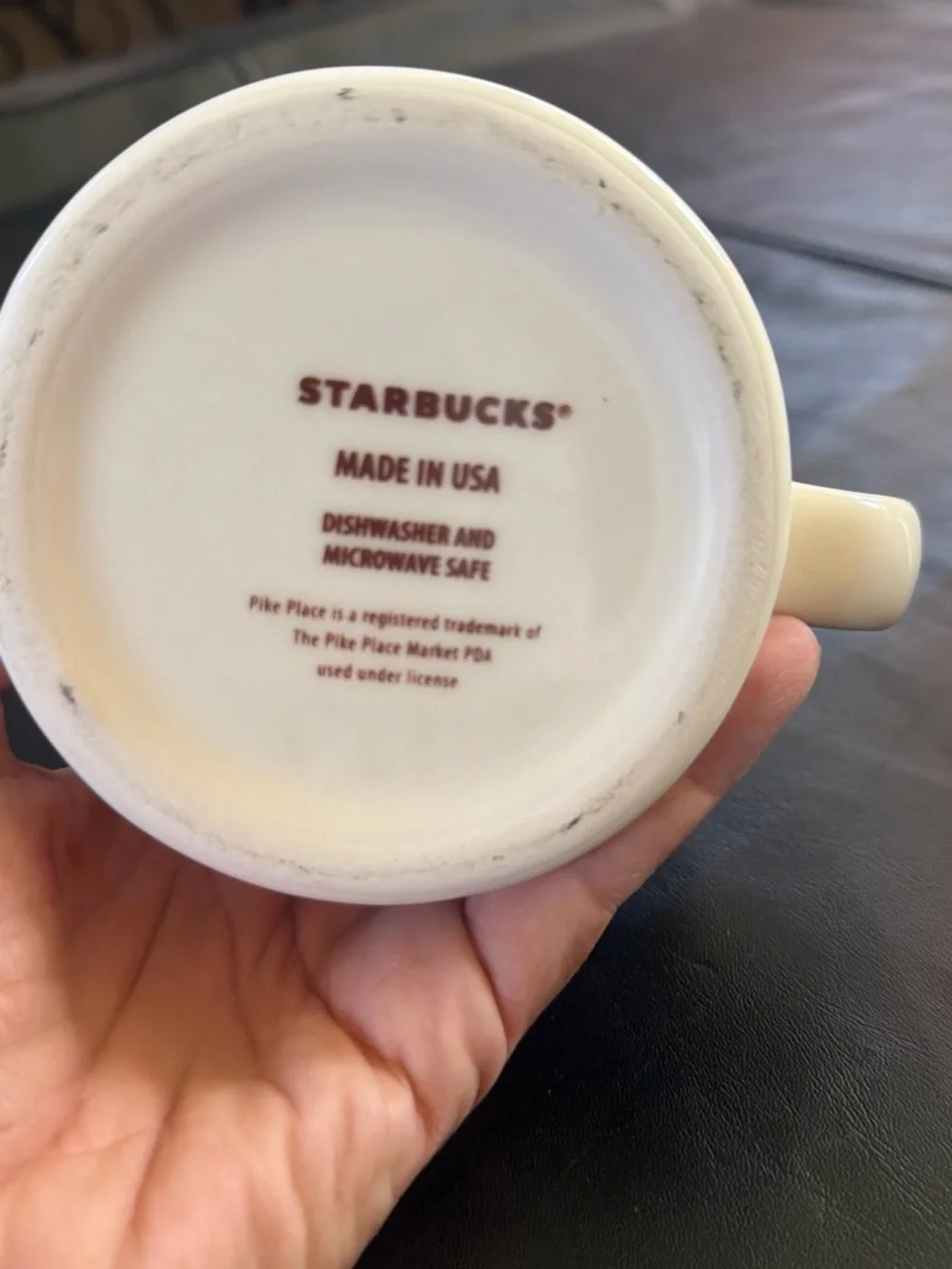Starbucks Cream Ceramic 'The First Store' Logo Mug with Brown Print
